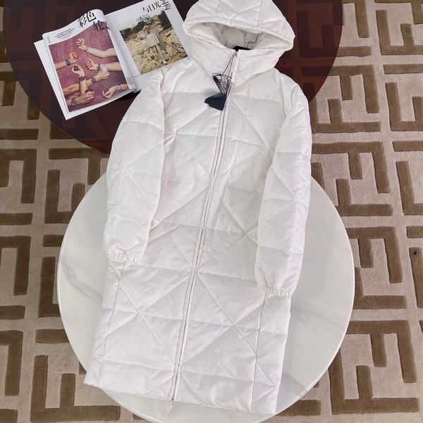 

brand women's down designer design comfortable autumn and winter women's new long hooded h-shaped classic fashionable and handsome, Black