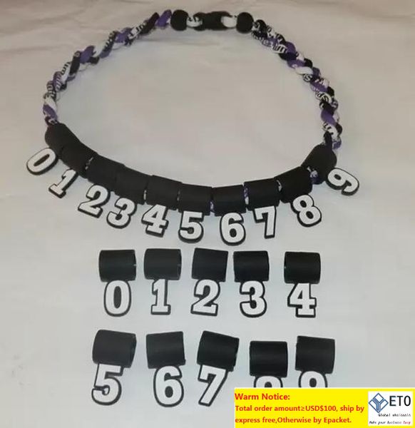 

new dhl 200pcs silicone digital number pendant 09 for baseball softball titanium necklace, Bronze;silver