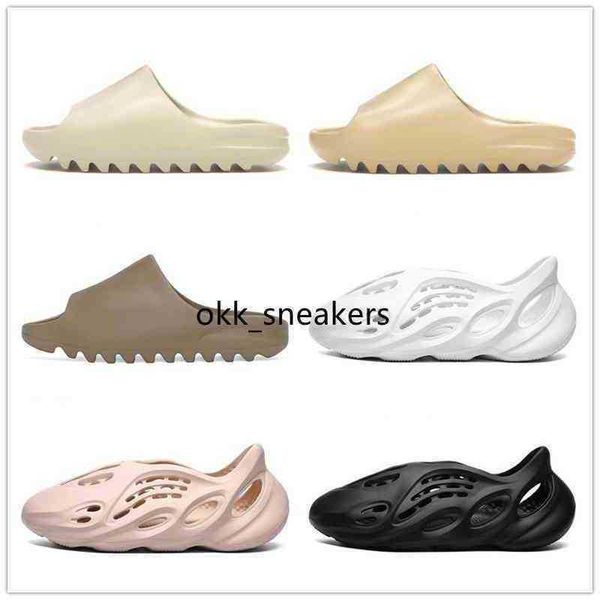 

slides yeesys kanyes foam slippers rubber women 2021 dessan soot core men graffiti bone resin desert sand summer brown flat beach jf43, Black