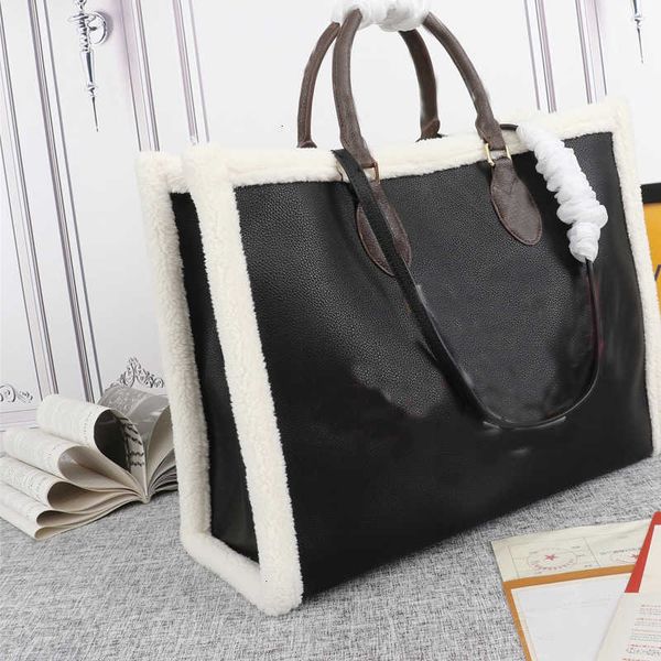 

designer bag bag tote large capacity package shopping high genuine leather wool handbag purse old flower teddy shoulder bags handle luggage