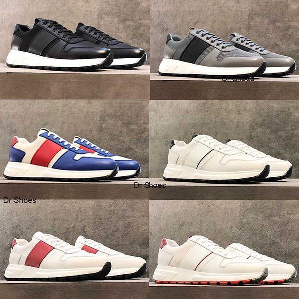 

men prax shoes casual sneakers runner trainers leather platform technical fabric luxurys designers black nylon with box 296