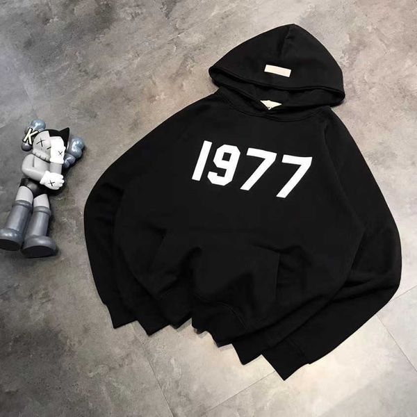 

men's hoodie fog 22 autumn winter new couple electrostatic flocking 1977 casual slouchy wind gok ess, Black