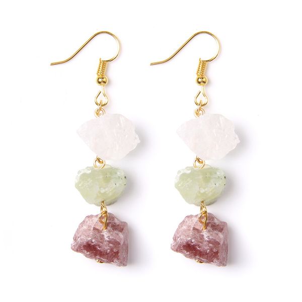

2022 fashion crystal raw mineral quartz stones dangle earrings irregular natural reiki healing stone drop earrings, Silver