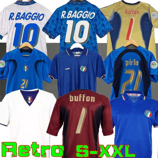 

1982 italys retro soccer jersey 1990 1996 1998 2000 home football 1994 maldini baggio donadoni schillaci totti del piero 2006 pirlo inzaghi, Black;yellow