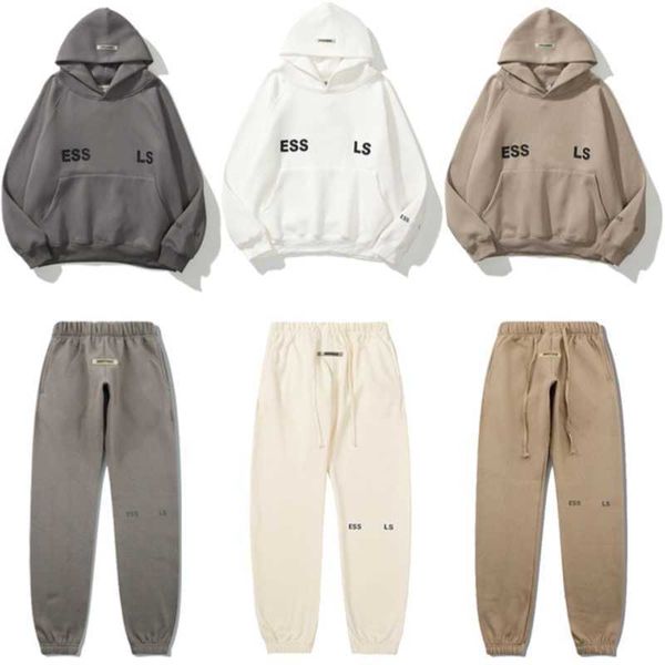 

2023 designer mens hoodies sweatshirts essential casual sweaters men woman loose hooded pullover jogger long pant fashion style 84vc, Black