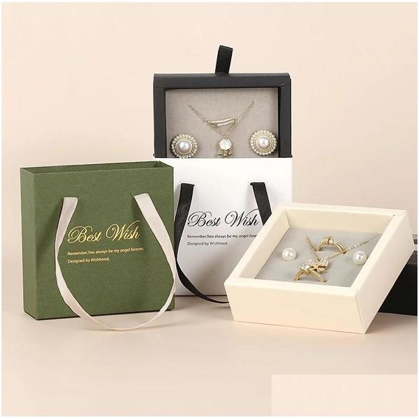 

jewelry boxes paper der jewelry box ring necklace packaging gift boxes display cases with handle for wedding proposal drop delivery dhgem, Black;white