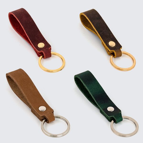 

genuine leather car key chain cowhide key ring for bike wholesale, Silver