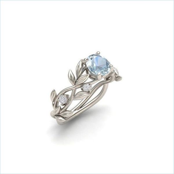 

band rings cubic zirconia diamond ring ees flower branch band rings wedding fashion jewelry women drop delivery dhfij, Silver