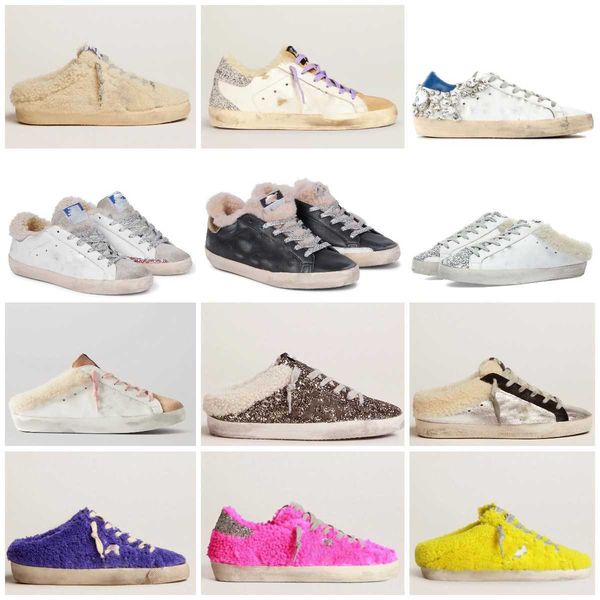 

golden designer classic australia boots plush slip-on loafers women fluff yeah winter superstar sneakers do-old dirty girls zgdt, Black