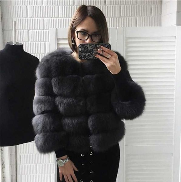 

women's wool blends haining fur women wear imitation fox fur coat new slim fit short splicing, Black
