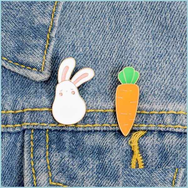 

pins brooches cute rabbit carrot brooch pins enamel cartoon lapel pin for women men dress co fashion jewelry drop delivery dhvea, Gray