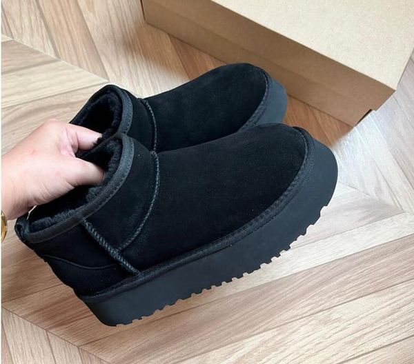 

australia classic tazz snow boots designer ultra mini slipper dealworld womens half warm boot winter fur plush satin ankle booties gtuj, Black