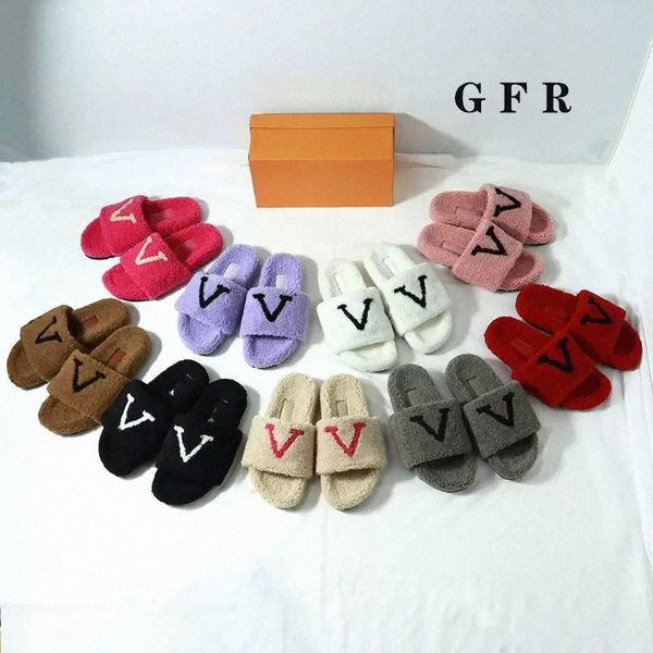 

fashion women wool sandals selling slippers woman slipper shoes autumn winter slides sandal 37wx#, Black