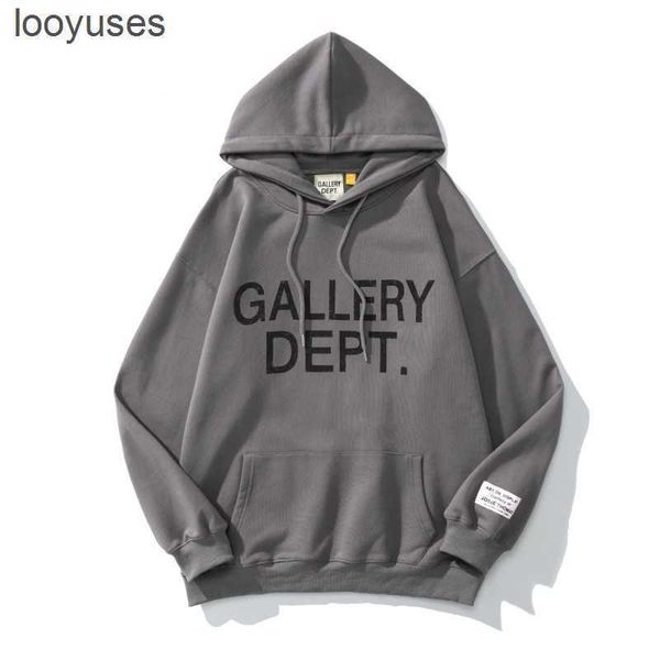 

letter sweaters washed gallerydepts high hoodies stamping 2023 hoodie sweatwear street speckle graffiti used coat male 4 r7nf, Black