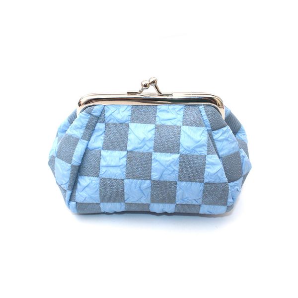 

10pcs coin purses lady bubble checked cloth plaid prints solid short wallet mix color, Red;black