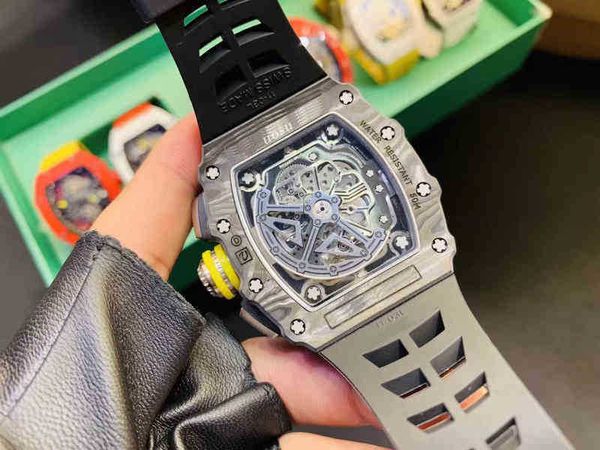 

male luxury mens mechanical carbon watch 2022 automatic fiber case swiss movement wristwatches, Slivery;black