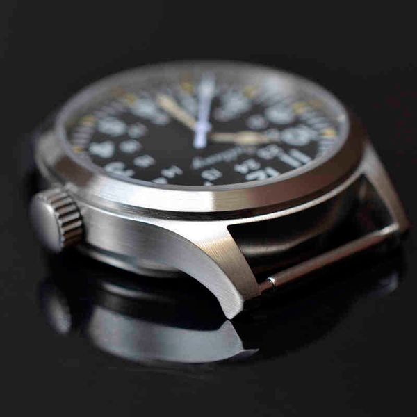 

lw japan homage nh35 hamiltonos mens retro watch hml-h704 army khaki field black us dial wath wristwatch automatic mechanical 7fcu, Slivery;brown