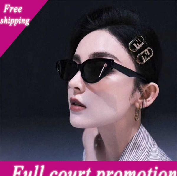 

designer sunglasses 2022 new f family net red same fashion ff40009 personalized chain cat glasses, White;black