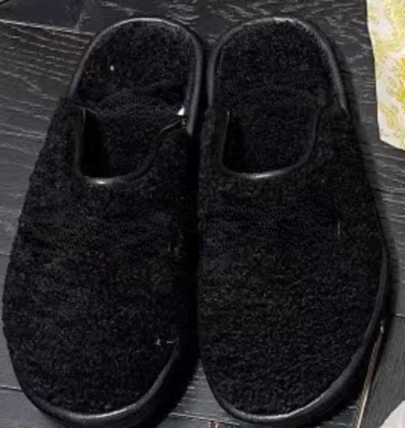 

brand casual shoes designer design slippers for women to wear out the new lamb wool flat bottomed half slippers for women in autumn and wint, Black