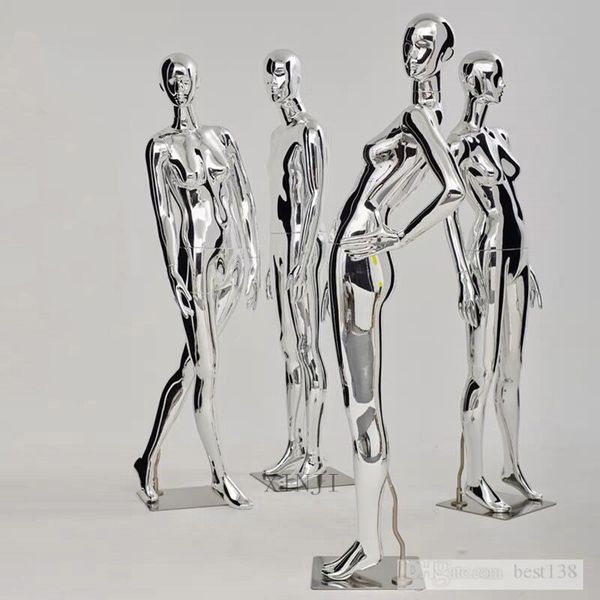 

nice silver electroplating female mannequin women model shiny custommized, Khaki