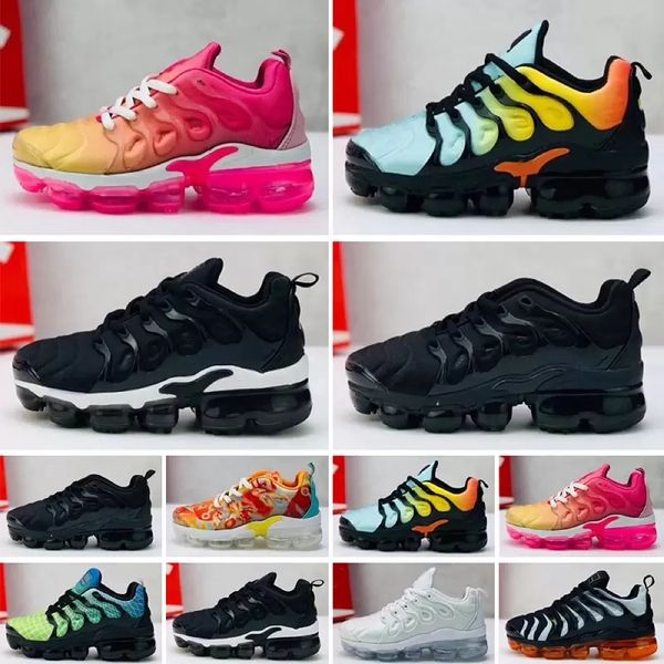 

2023 tn plus kids shoes boys girls running shoes yellow sea triple black white multicolor voltage purple bumblebee be true trainers sneakers