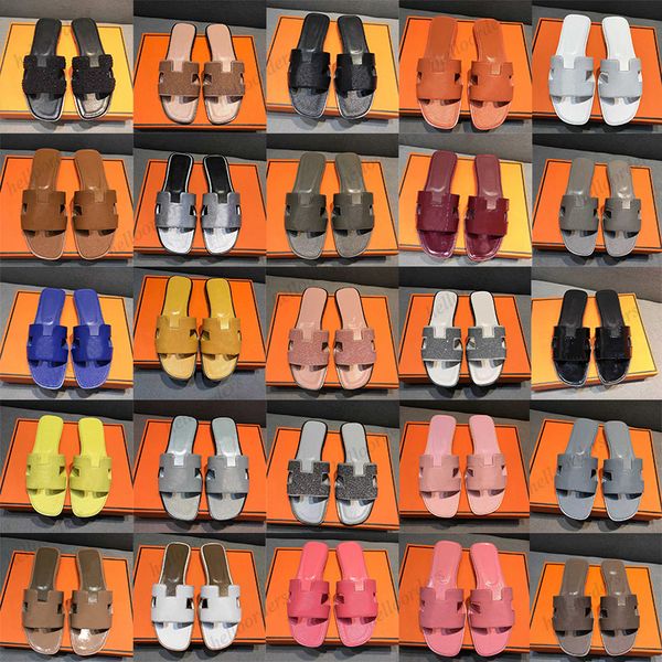 

designer oran sandal herme sandals women slippers lady shoes outdoor flat flip flops fashion luxury rubber sandal with box size 35-42, Black