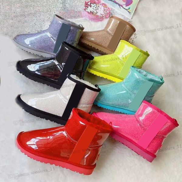 

designer australia australian boots classic clear mini shoes women womens winter snow fur furry girls kid men satin boot ankle uggs booties, Black