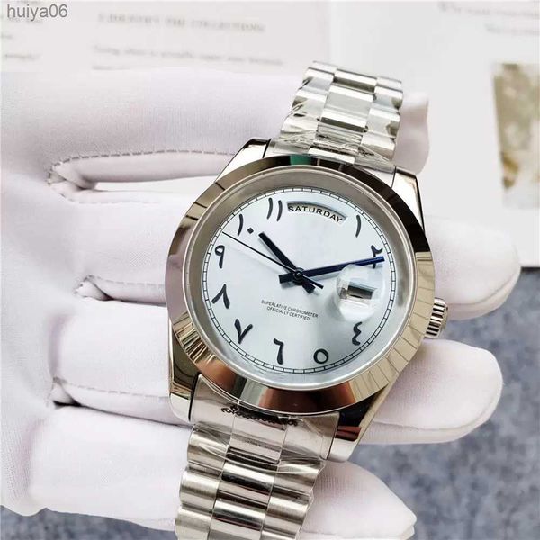 

mens watches automatic mechanical 40mm dial stainless steel strap business fashion wristwatch for male huiya06, Slivery;brown