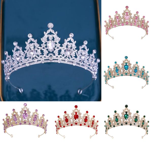 

wedding crown tiaras rhinestone diadem girls birthday noiva headpiece coronitas for 15 years bridal hair accessories jewelry, Slivery;golden