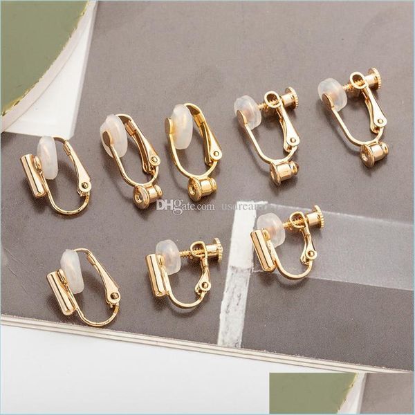 

clip-on screw back clip on earrings converter sier gold open hoop for diy studs pierced women men fashion jewelry gift drop deliver dheij, Silver