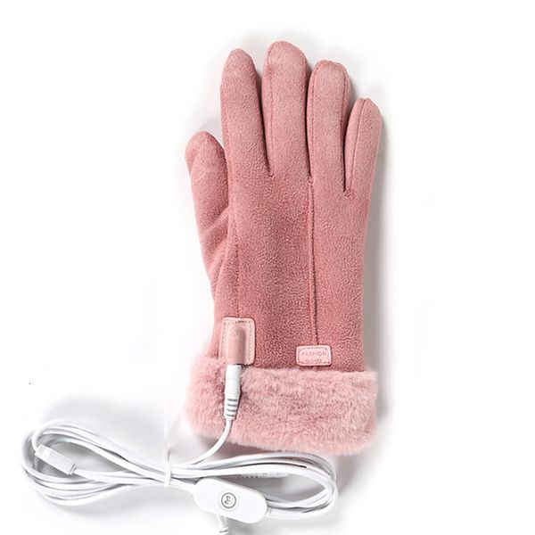 

five fingers gloves winter accessories electric heating gloves warm women suede mittens touch screen usb powered heated gloves christmas gif, Blue;gray