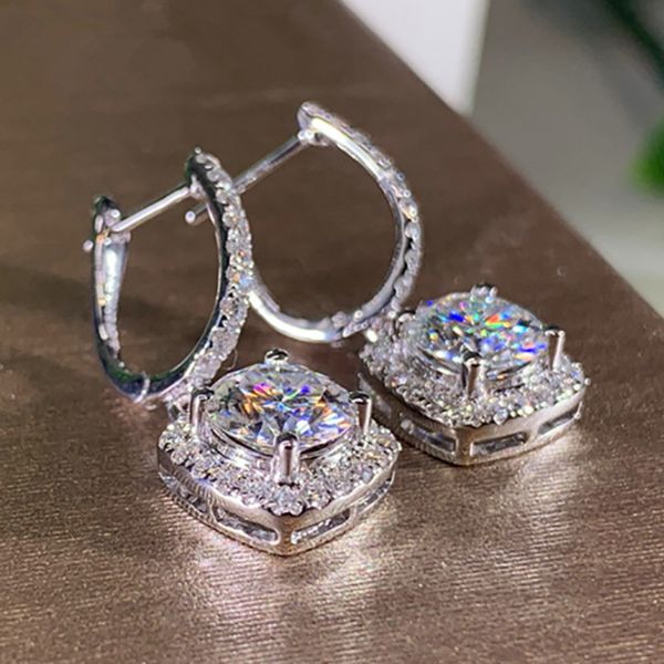 

diamond earring square bling bling white zircon drop women earrings fashion jewelry, Silver