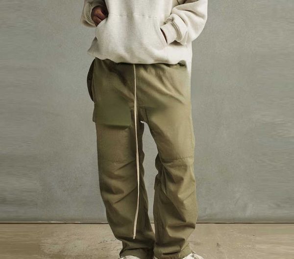 

men's pants season 7 main line pants fog washing old drawstring versatile casual overalls, Black