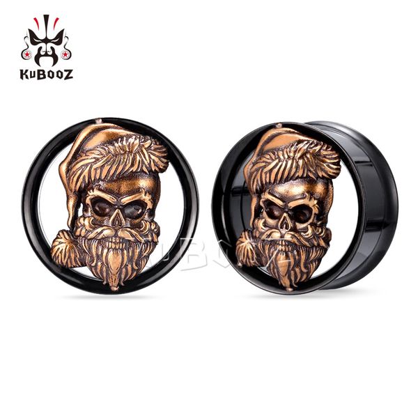 

kubooz stainless steel merry christmas ear tunnels plugs expanders jewelry earring gauges body stretchers piercing wholesale 8mm to 25mm 38p, Silver