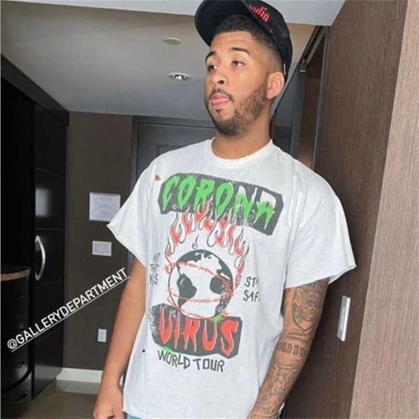 

designer mens t-shirts gallerydept dept washed and made old glitter powder xiaozhongchao brand mens high street loose fog short sleeve summe, White;black