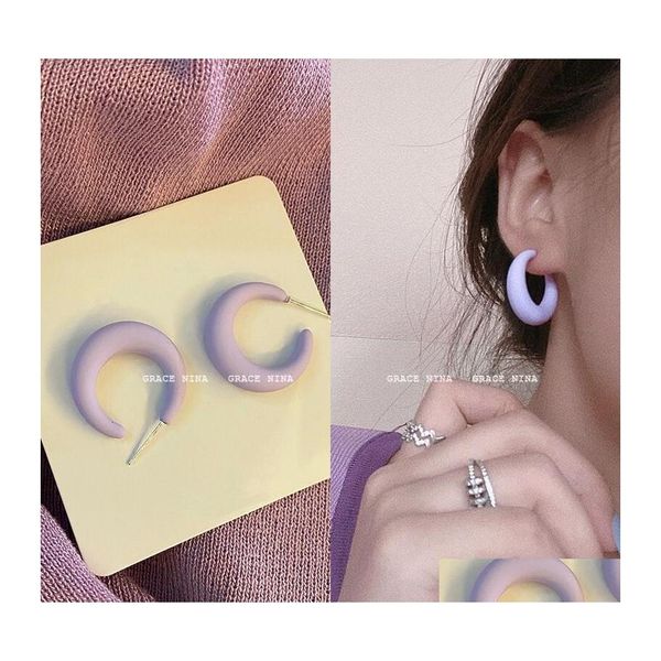 

dangle chandelier fashion candy color resin circle dangle earrings korean semicircle c shape round acrylic hoop 2022 trendy jewelr dhddi, Silver