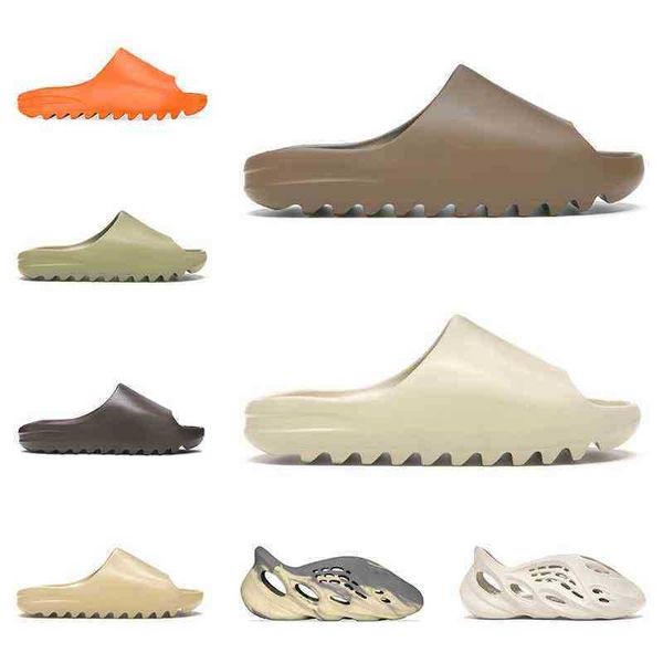 

kanyes foam rubber slippers slides 2022 yeesys kany men women ararat bone desert sand resin earth brown core soot slide mens outdoor fashio, Black