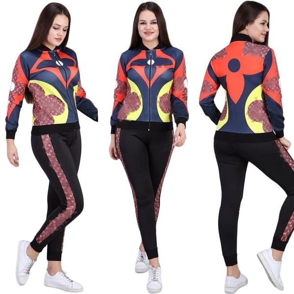 

designer brand tracksuits women fall winter clothes two piece set print baseball jacket pants jogging suit streetwear sweatsuits long sleeve, Gray