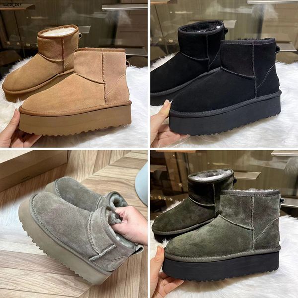 

2023 real australian shoes wgg platform boot kids boy girl children baby warm snow juvenile student winter outdoor classic boot, Black