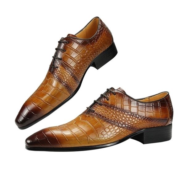 

dress shoes mens genuine leather casual business oxfords for male banquet suit lace up footwear elegant wedding black brown 221123