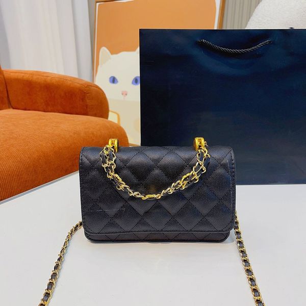 

woc metal portable women classic flap shoulder bag wallet caviar leather quilted luxury diamond lattice designer crossbody mini clutch versa