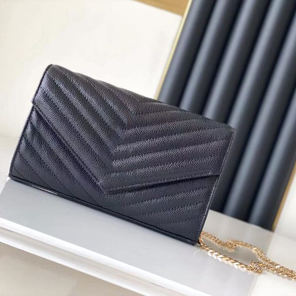 

7a quality designer envelope bags classic caviar gold hardware chain bag shoulder messenger bag woc womens handbag wallet