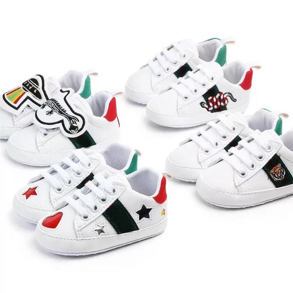 

newborn boys girls baby heart star first walkers crib shoes kids lace up pu sneakers prewalker sneakers291s