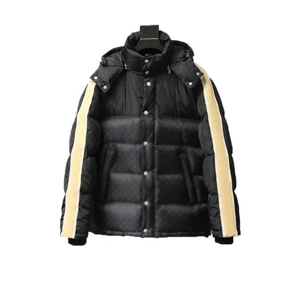 

designer womens down coats jacket thicken winter fashion warm jacquard nylon stitching coat hood drawstring letter two different styles of, Black