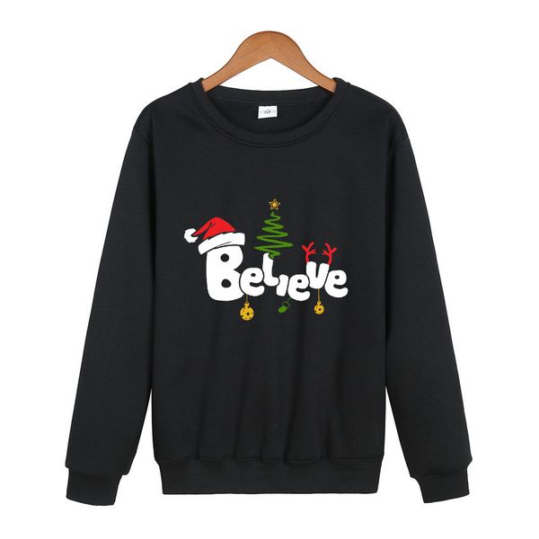 

women's hoodies sweatshirts merry christmas custom women's casual sweatshirt personalized shirt custom pattern or text you want 22, Black