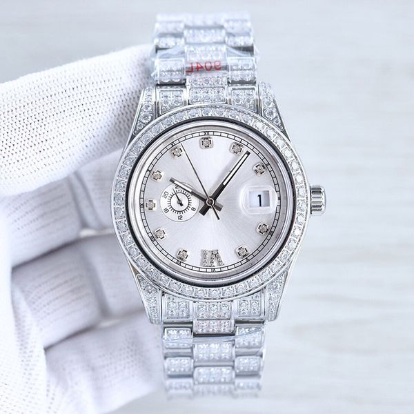 

watch men automatic mechanical movement 41mm stainless steel bracelet sapphire waterproof diamond wristband montre de luxe business wristwat, Slivery;brown