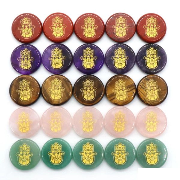 

loose gemstones gold fatima hand chakra disc gemstone handmade craved palm worry thumb stone therapy geometry healing coin r dhgarden dh8q5, Black