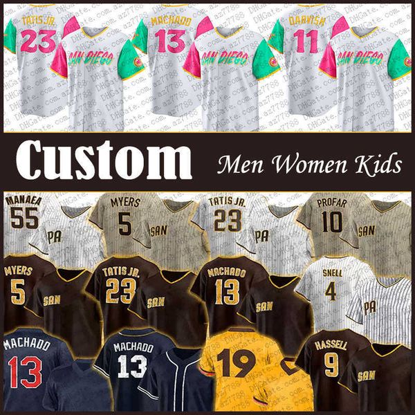 

2022 baseball jerseys jr juan diego soto manny fernando machado yu san tatis wo darvish kids tony gwynn joe musgrove jersey, Blue;black