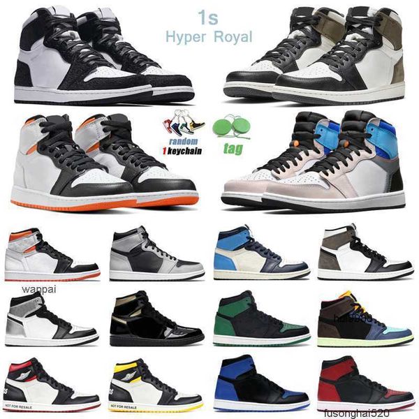 

2023 fashion 1s high og basketball shoes for men women 1 hyper royal university blue electro orange shadow 2.0 gym red mens trainers sport j, Black