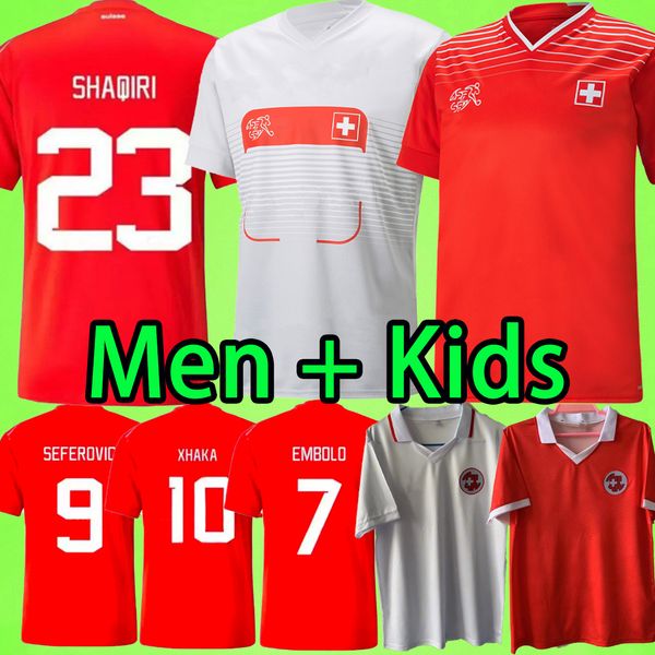 

2022 switzerland soccer jerseys kids kit mens 22 23 xhaha embolo okafor sow shaqiri elvedi seferovic omlin 2023 football shirts swiss retro, Black;yellow